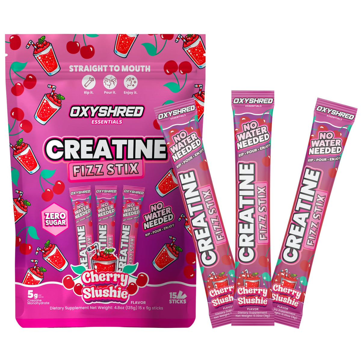 EHP Labs OxyShred Créatine Monohydrate Sticks Cerise vue de face