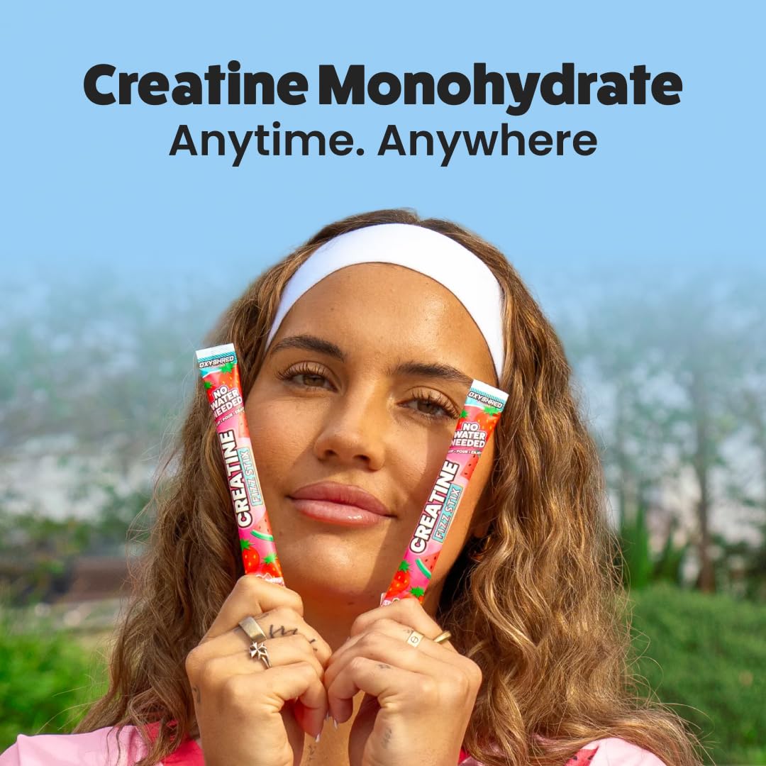 EHP Labs OxyShred Fizz Sticks créatine avec un sportif