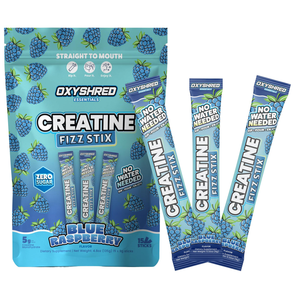 EHP Labs OxyShred sachets effervescents de créatine monohydrate vue de face