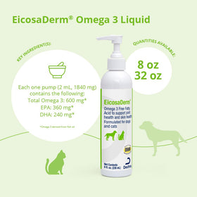 EicosaDerm Omega 3 Liquide pour Chiens et Chats sur de la nourriture