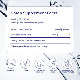 Eidon Ionic Minerals gouttes de bore liquide avec étiquette visible