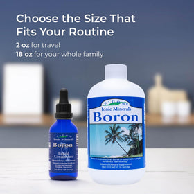 Eidon Ionic Minerals gouttes de bore liquide sur une table
