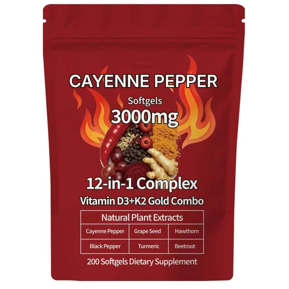 EILTEAU gélules de piment de cayenne 200 softgels en sachet