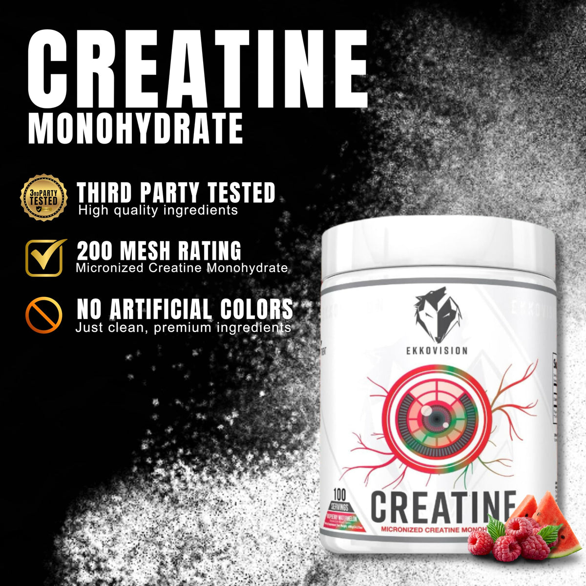 Ekkovision Créatine Monohydrate Framboise Pastèque 780g arrière