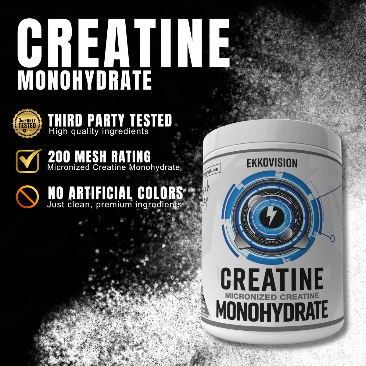 Ekkovision créatine monohydrate poudre White Lightning 930g vue arrière