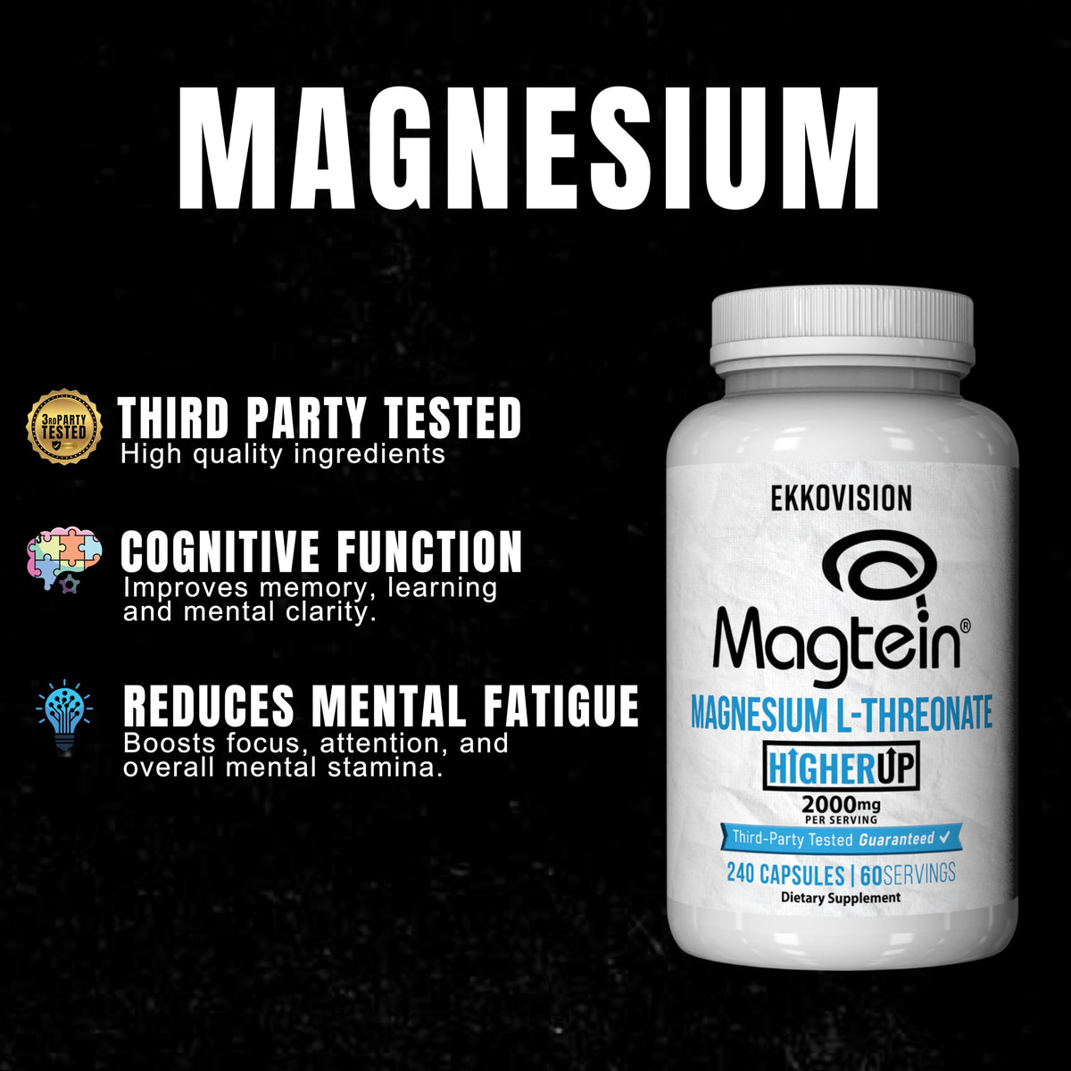Ekkovision Magnesium L-Threonate 2000 MG capsules sur une surface plane