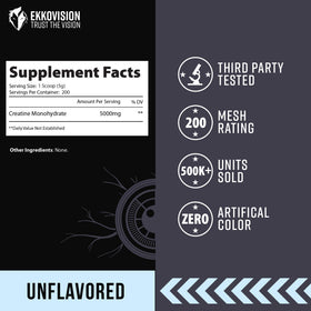 Ekkovision Poudre de Créatine Monohydrate 200 Portions en utilisation