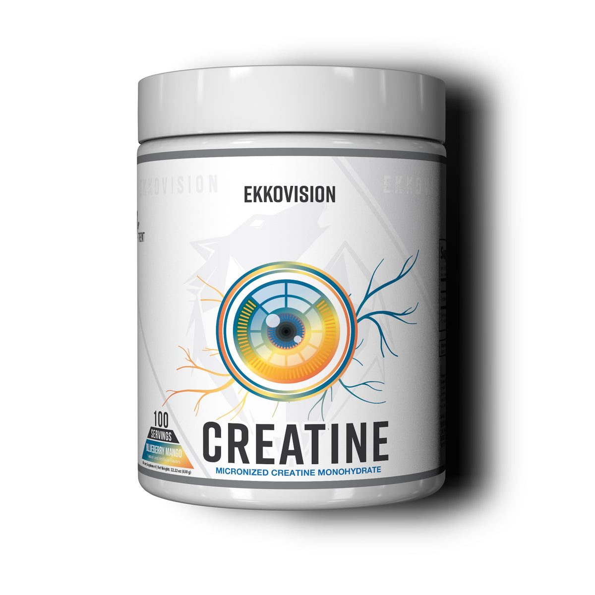 Ekkovision Poudre de Créatine Monohydrate 730g Saveur Mangue Myrtille vue de face