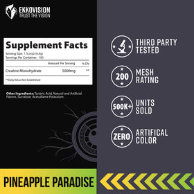 Ekkovision Poudre de Créatine Monohydrate Ananas avec une cuillère doseuse