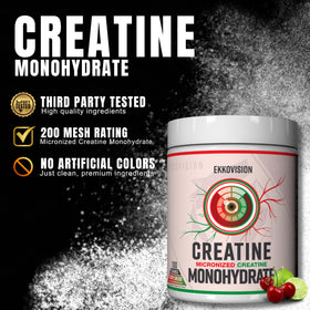 Ekkovision Poudre de Créatine Monohydrate Cerise Limeade contenant ouvert