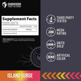 Ekkovision Poudre de Créatine Monohydrate Island Surge avec fruits tropicaux
