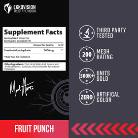 Ekkovision Poudre de Créatine Monohydrate Non Aromatisée contenant ouvert