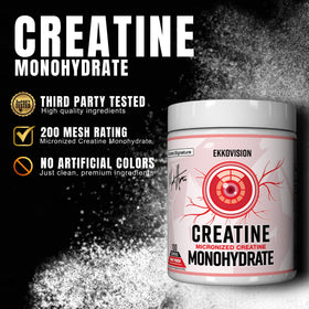 Ekkovision Poudre de Créatine Monohydrate Non Aromatisée dans un verre d'eau