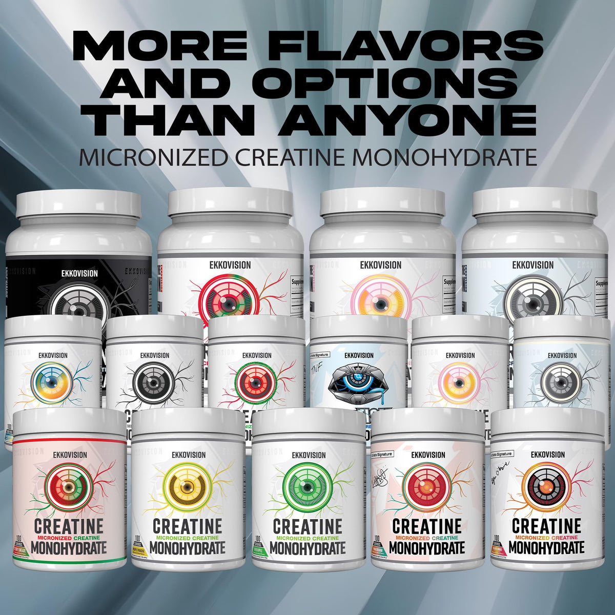Ekkovision Poudre de Créatine Monohydrate Puckin' Blue Razz 1111g en préparation dans un shaker