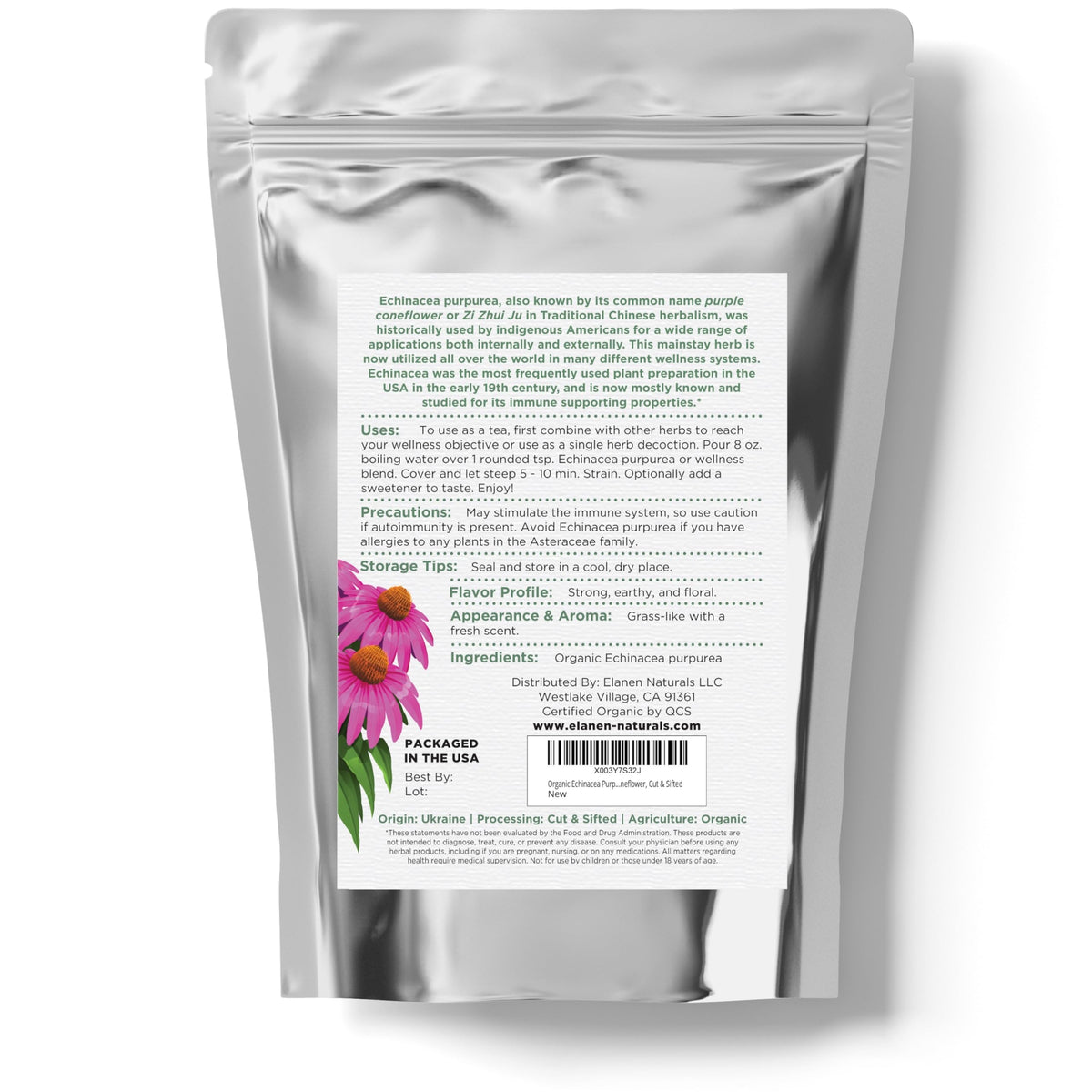 Elanen Naturals Echinacea Purpurea 113 g en vue latérale