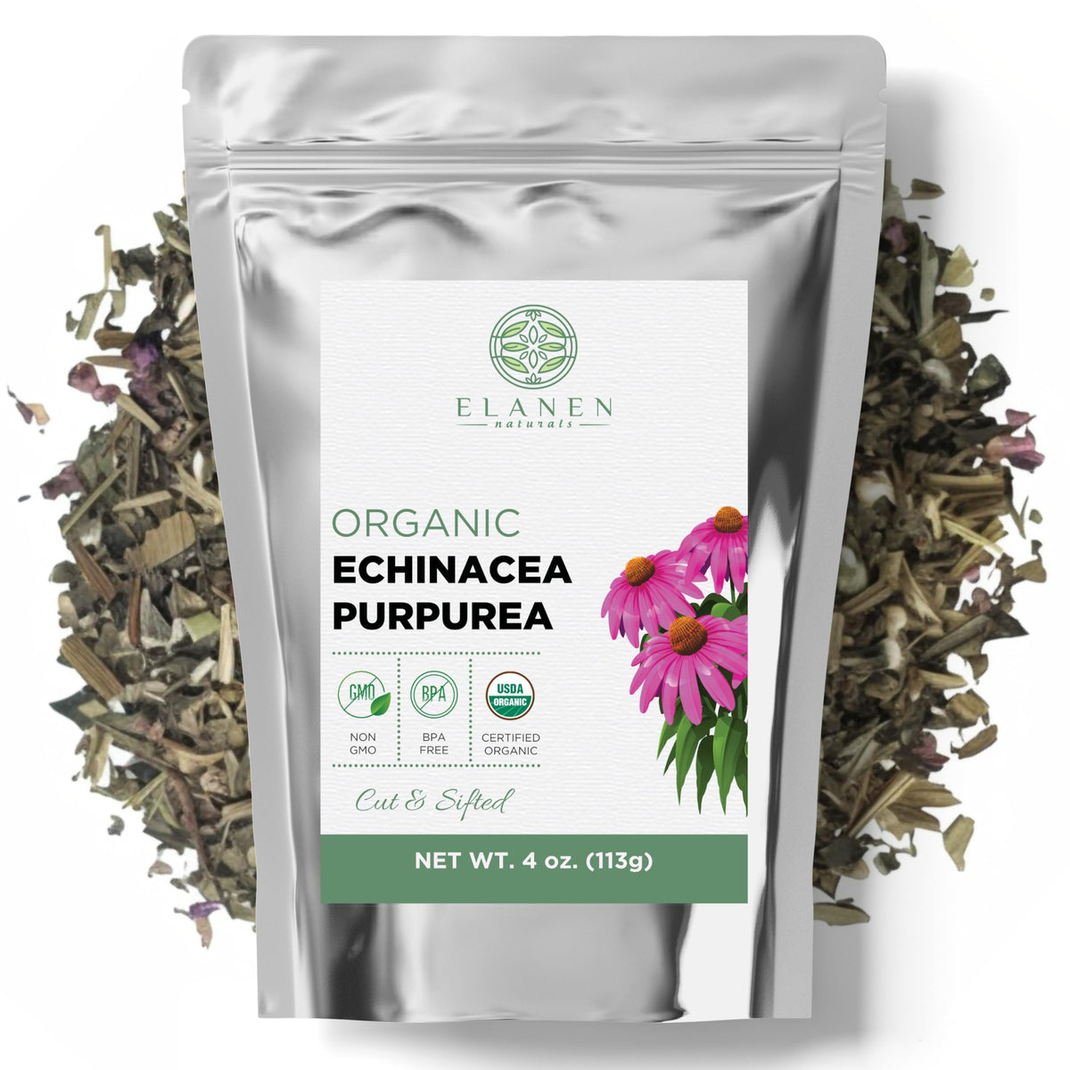 Elanen Naturals Echinacea Purpurea 113 g vue avant avec emballage