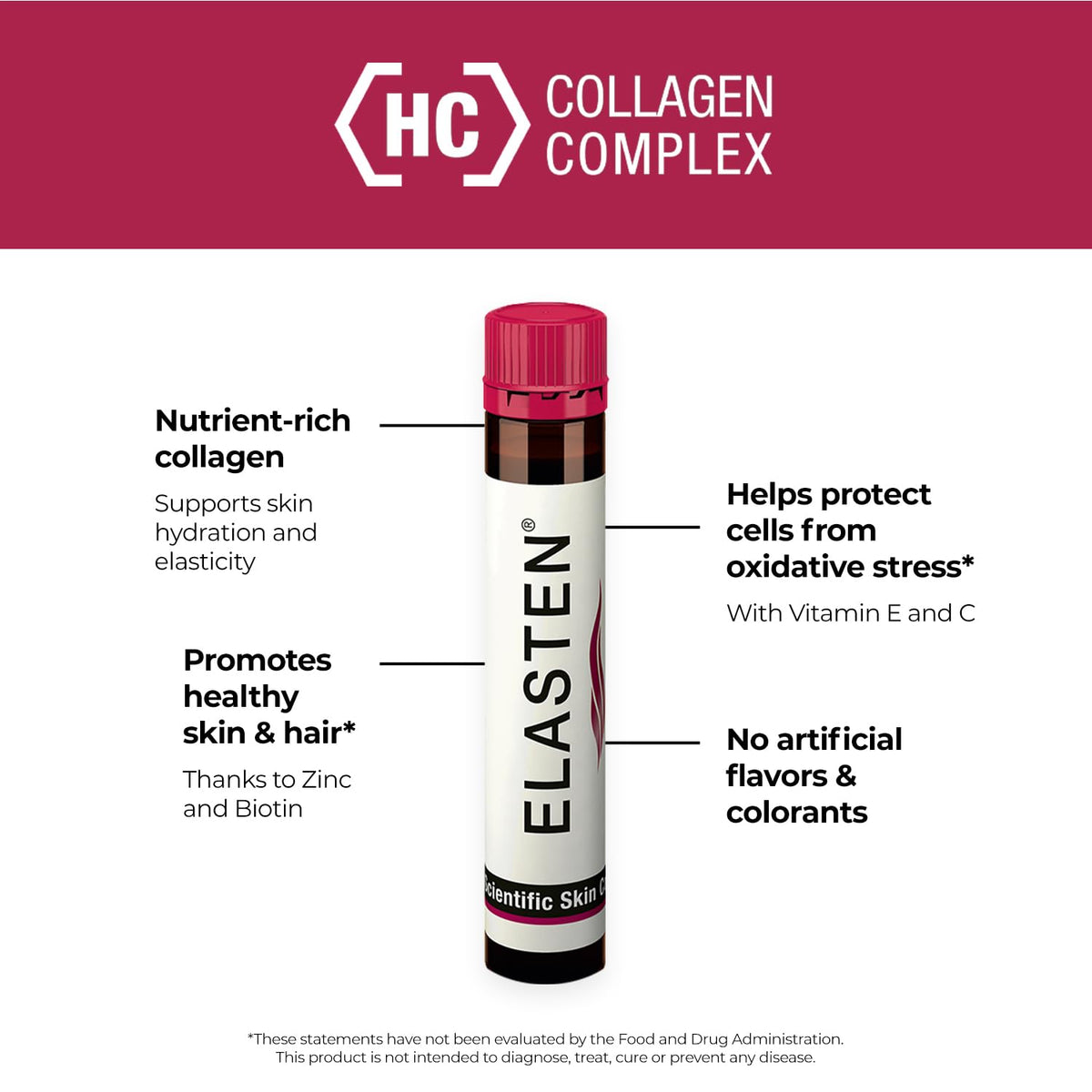 Elasten complexe de collagène liquide ampoules 25 ml avec packaging recyclé