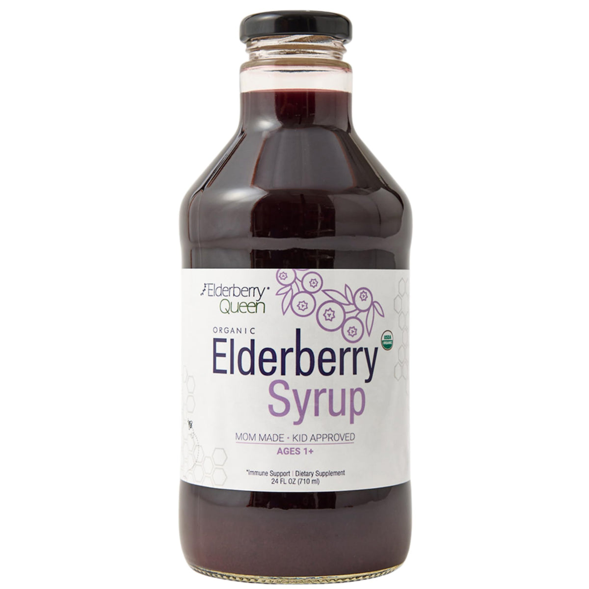 Elderberry Queen Sirop de Sureau Bio 24 Fl Oz vue de face