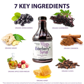 Elderberry Queen Sirop de Sureau Bio 30 Fl Oz avec verre