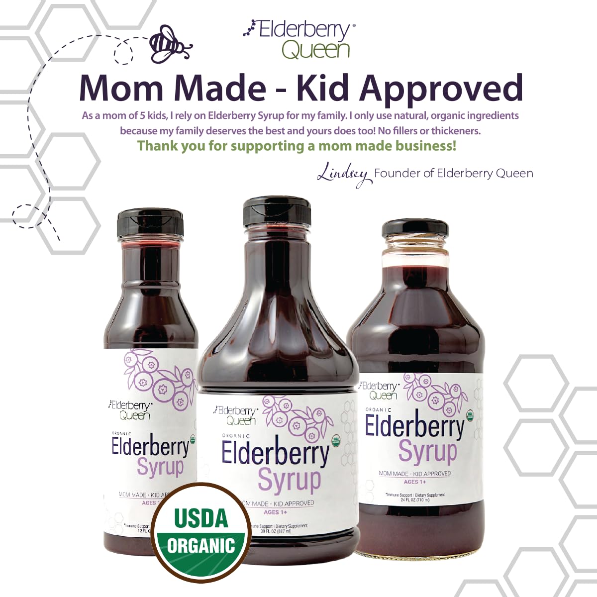 Elderberry Queen Sirop de Sureau Bio 30 Fl Oz côté