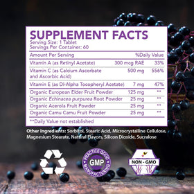 Elderberry Queen Vitamine C 500mg comprimés à croquer - vue de côté