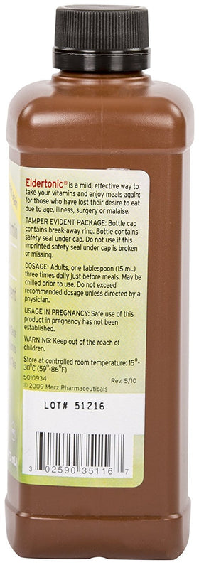 Eldertonic Complément Alimentaire Multivitaminé 16oz étiquette et dosage