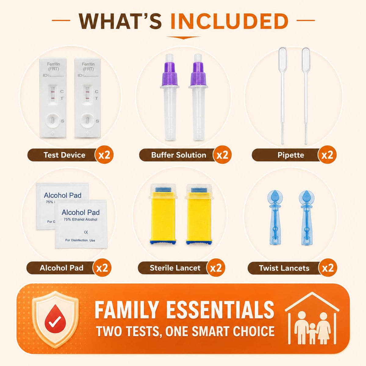Éléments du kit de test d'anémie sur une table
