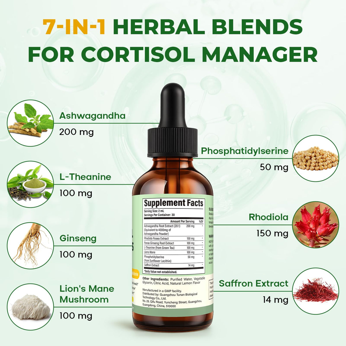 Éléments naturels utilisés dans le mélange de gouttes de cortisol VEGETUSMAX