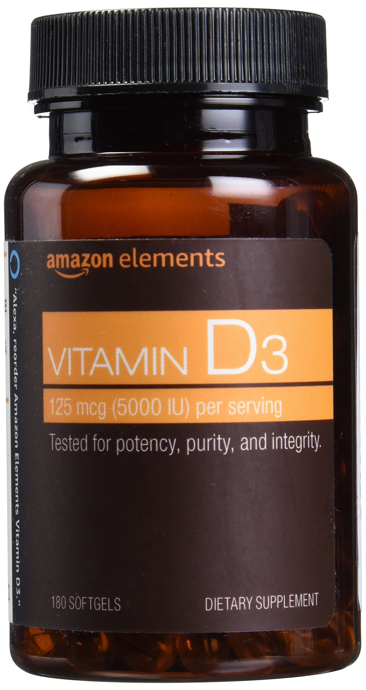 Elements Vitamine D3 125 mcg 180 gélules molles vue de face