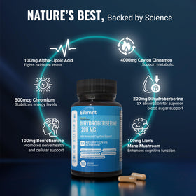 ELEMNT Dihydroberberine 200mg GlucoVantage 60 Capsules vue de côté