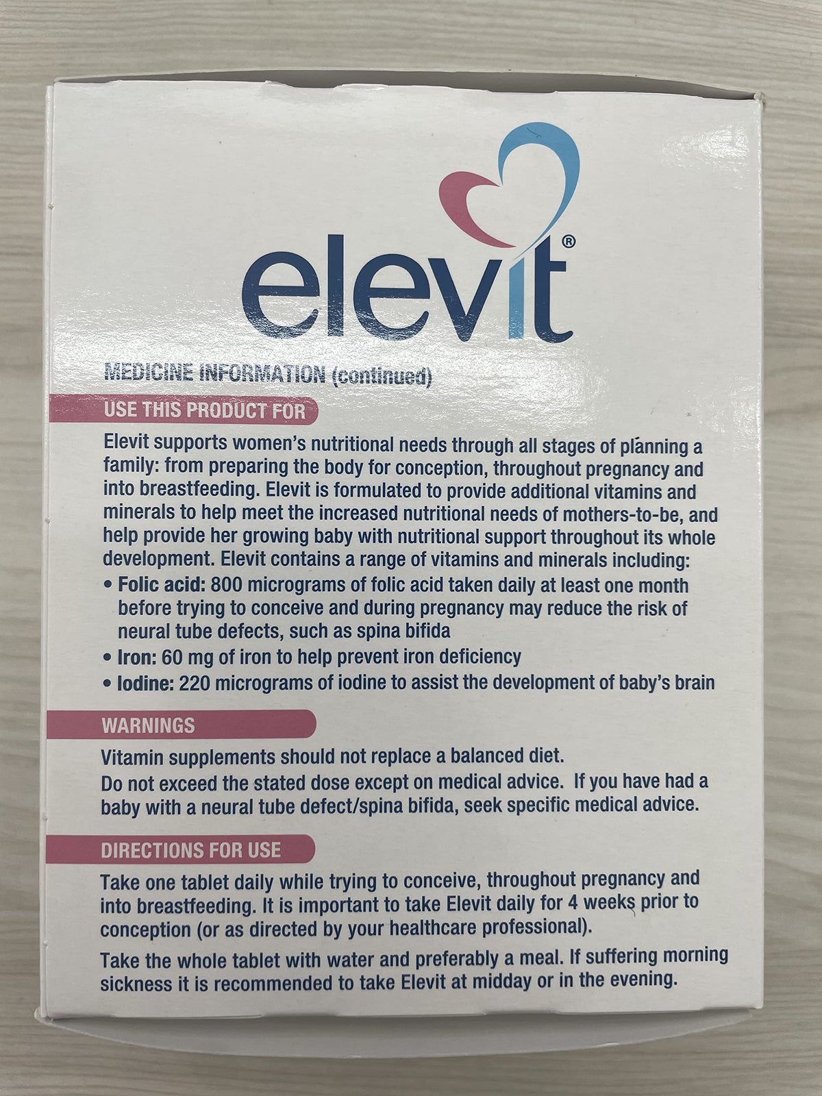 ELEVIT complément alimentaire iode 100 tablettes sur fond blanc