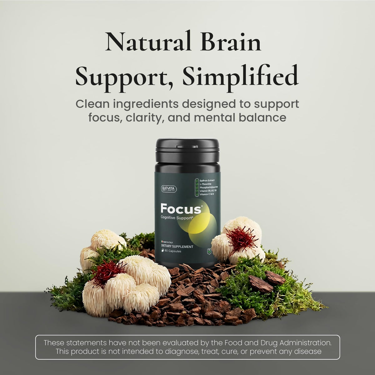 ELEVITA WELLNESS Complément Alimentaire Focus 59g ingrédients