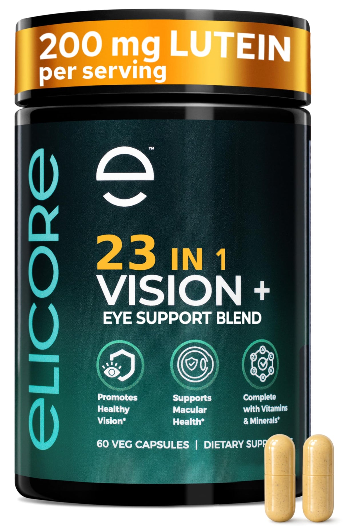 ELICORE Complément Alimentaire Œil 200 mg Luthéine et Zéaxanthine - Vue de face