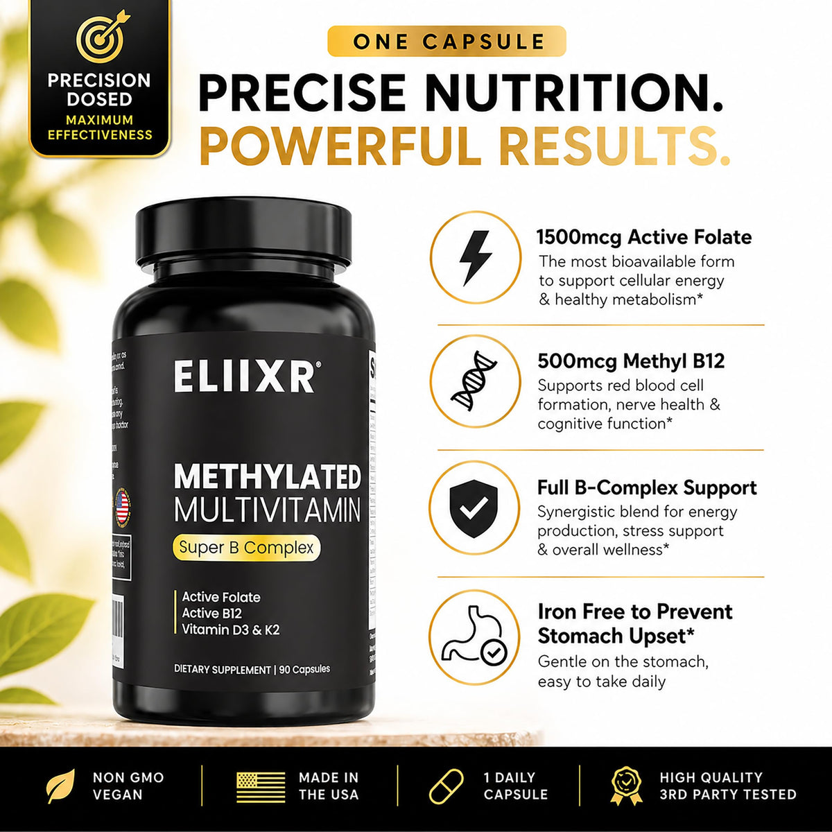 Eliixr Multivitamine Méthylée emballage et information produit