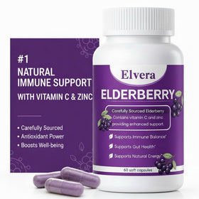 ELVERA Complément Alimentaire Sureau 1200mg 60 Capsules, vue de face