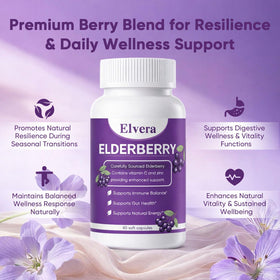 ELVERA Complément Alimentaire Sureau 1200mg, capsules végétaliennes
