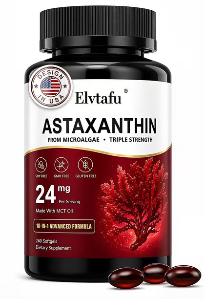 Elvtafu Astaxanthin 24mg 240 gélules en emballage