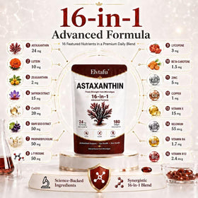 Elvtafu Astaxanthine 24mg softgels in a clear bottle