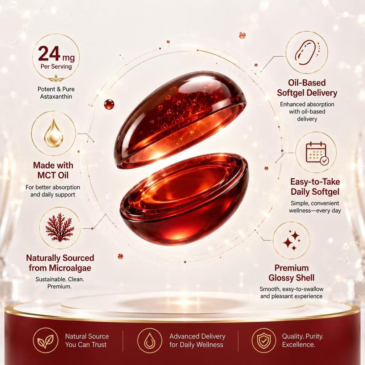 Elvtafu Astaxanthine supplement with a measuring spoon