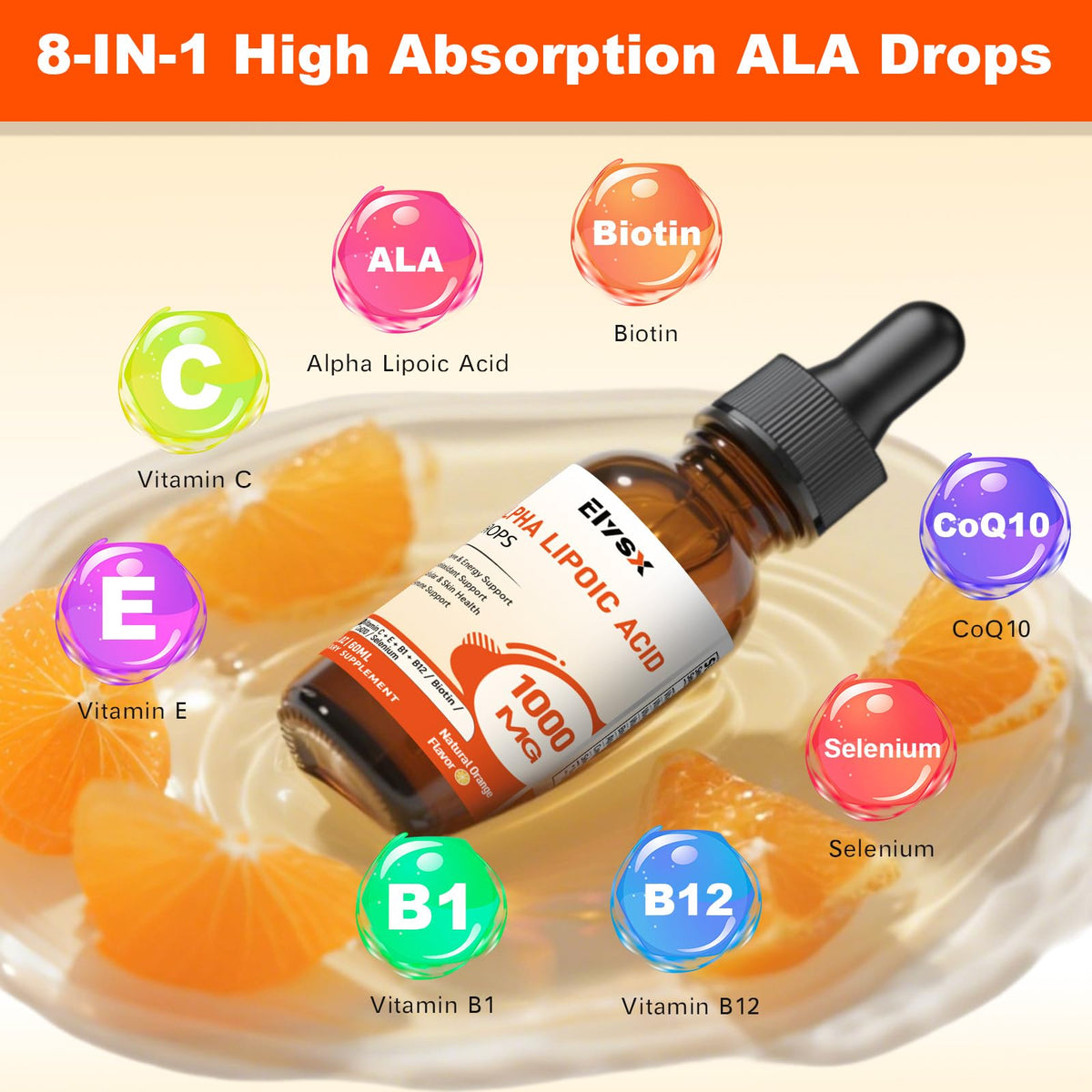 Elysx Alpha Lipoic Acid gouttes liquides 1000mg avec pipette