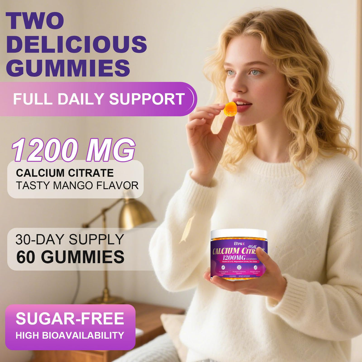 Elysx Calcium Citrate gummies, format et dosage indiqués