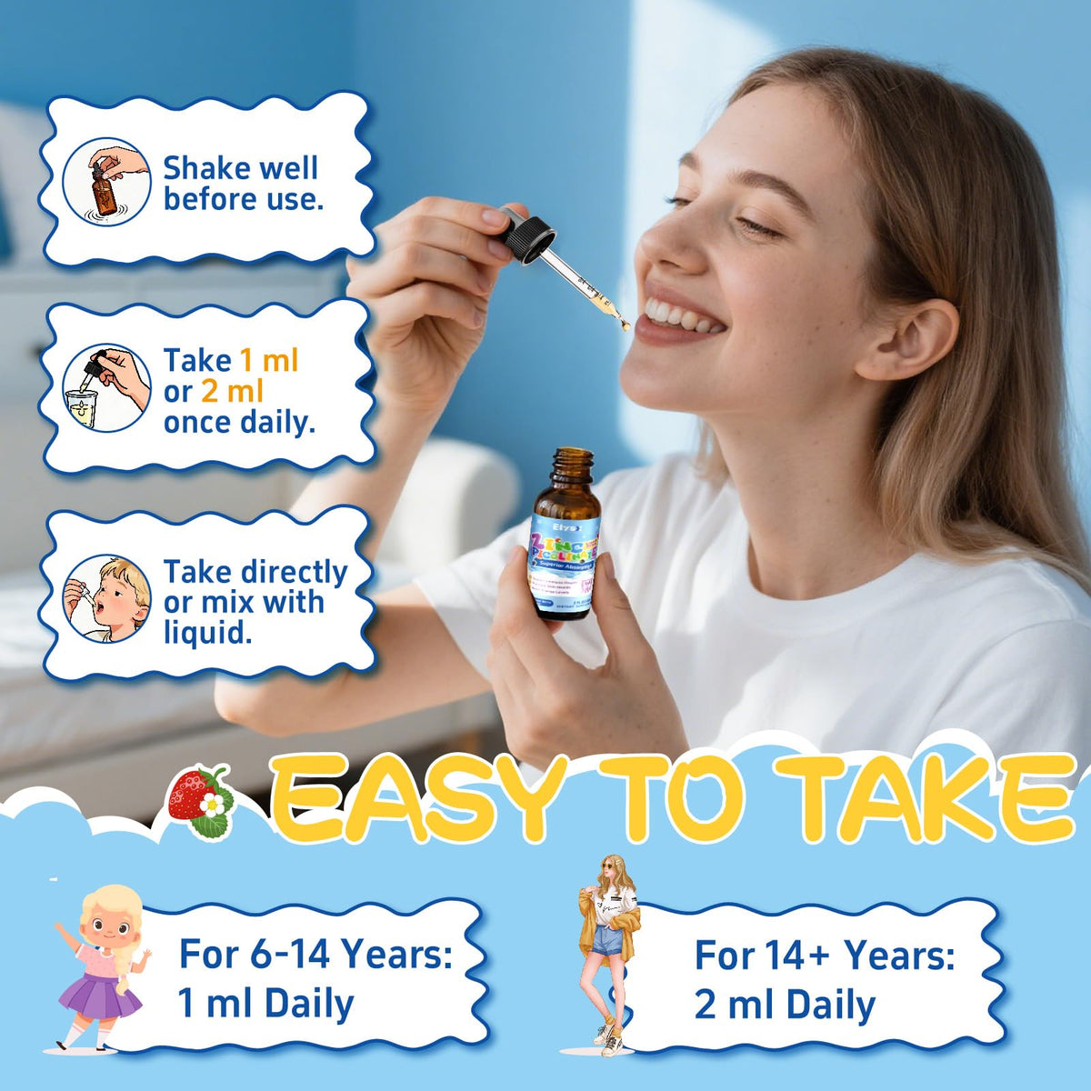 Elysx Zinc Picolinate Cuivre Gouttes Liquides 30mg vue de côté