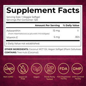 EMAZEN Astaxanthin 12mg avec étiquette de test Eurofins