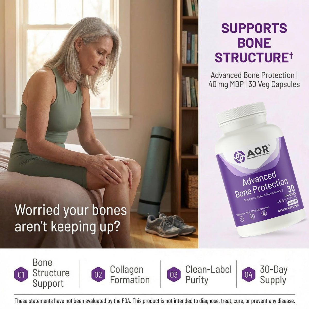 Emballage AOR Protection des Os Capsules avec informations de produit
