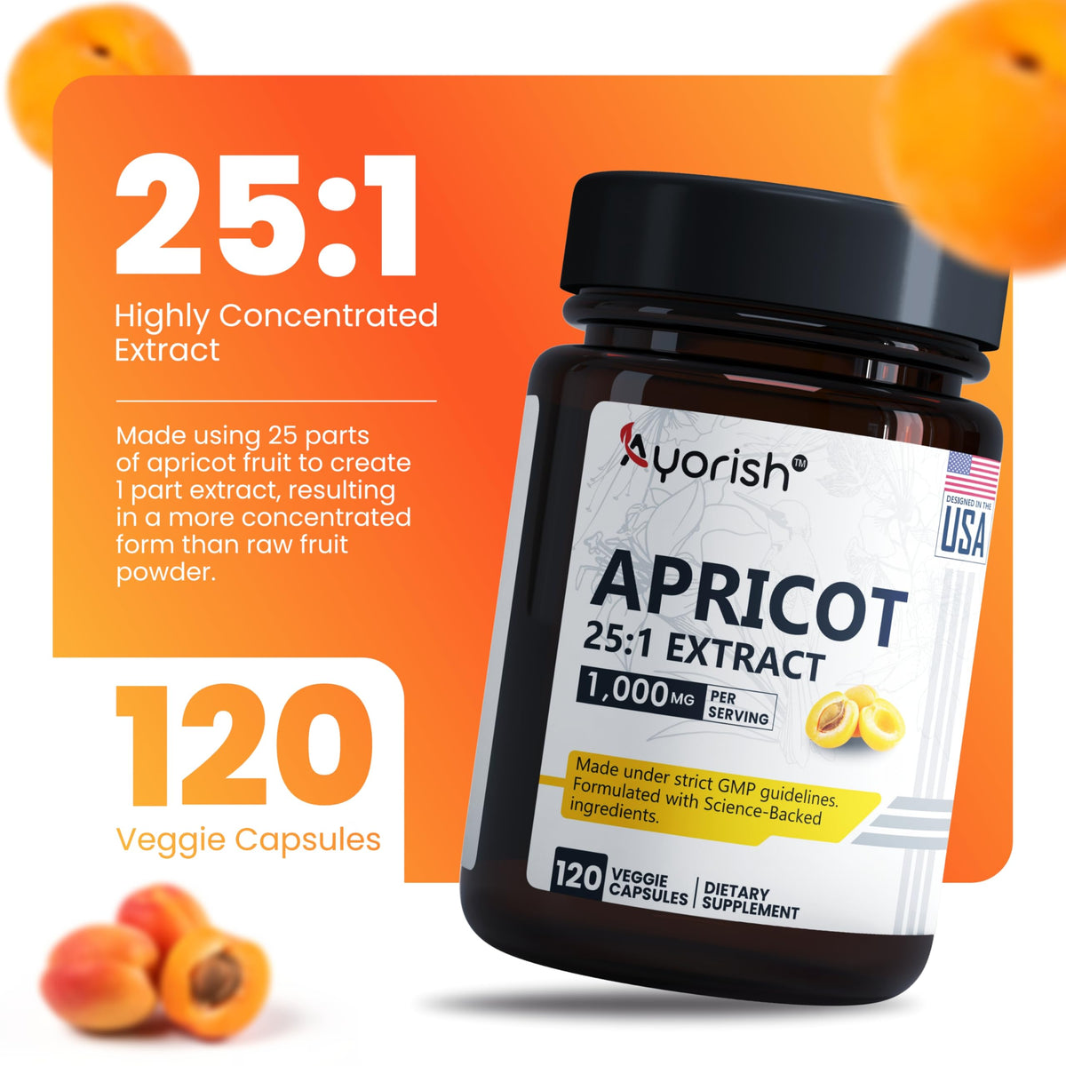 Emballage Ayorish Extrait d'Abricot 120 capsules
