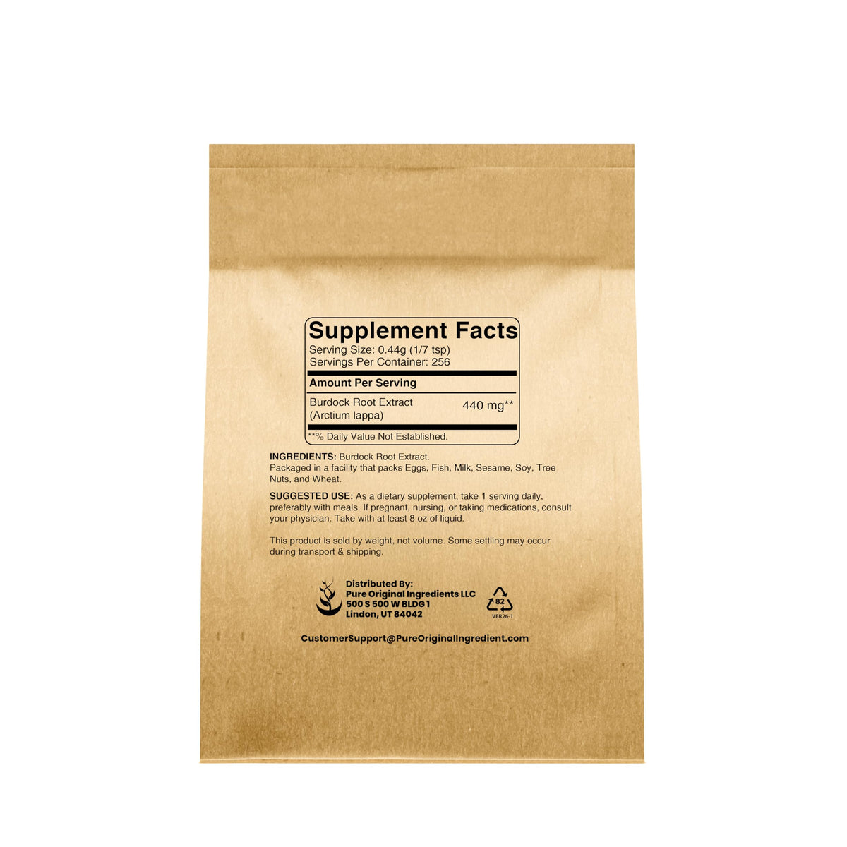 Emballage d'Extrait de Racine de Bardane PURE ORIGINAL INGREDIENTS 105g