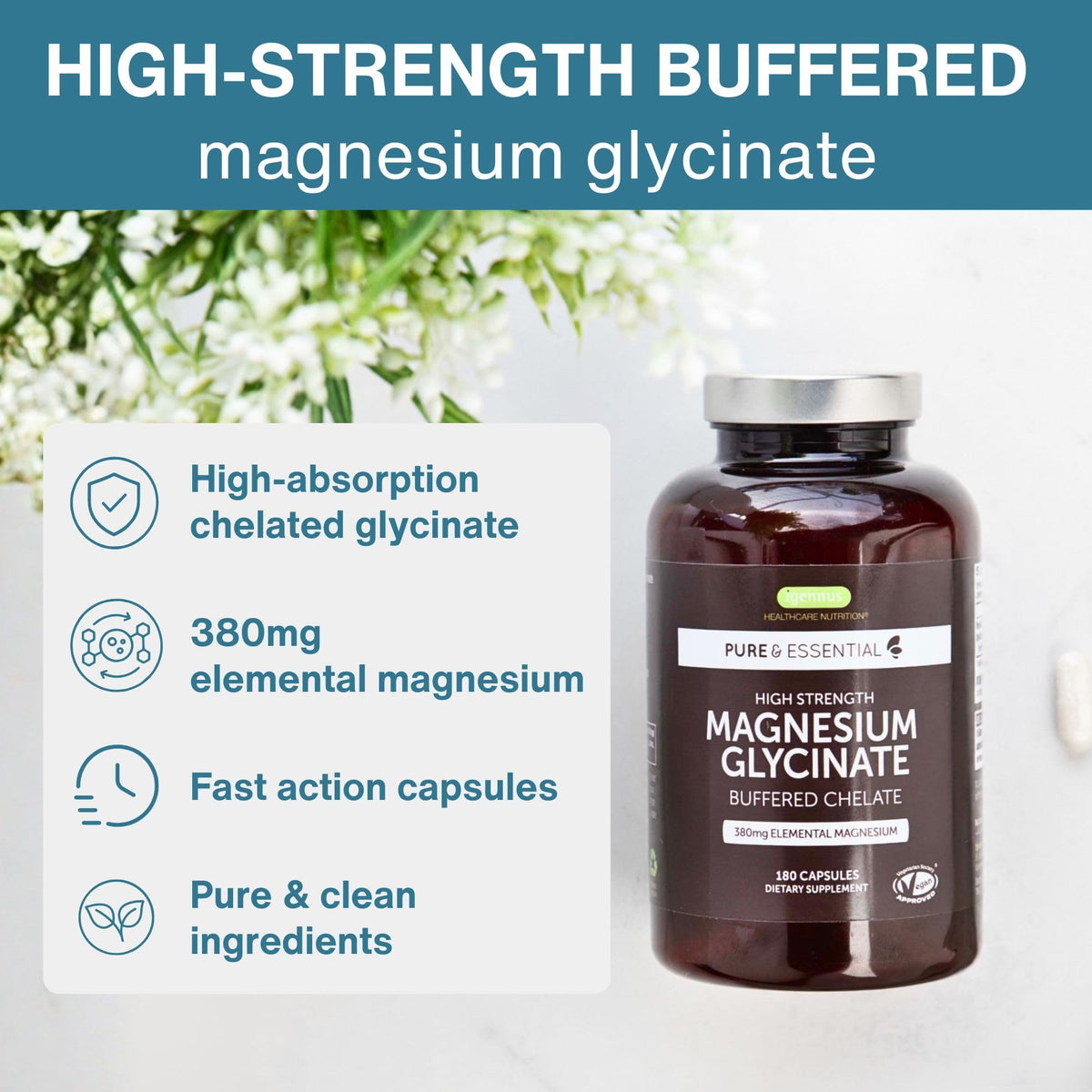 Emballage d'Igennus Magnésium Glycinate 380mg 180 capsules
