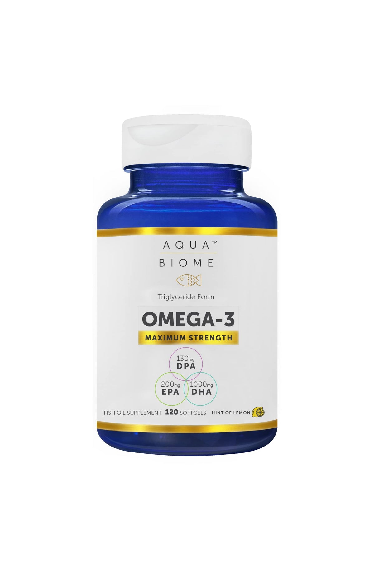 Emballage d'Omega 3 Huile de Poisson Maximum Force Enzymedica vue de côté