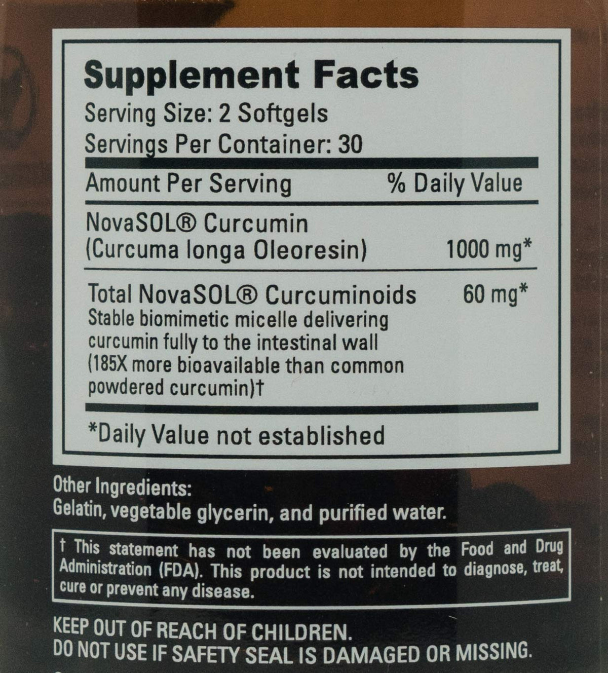 Emballage d'OptimaEarth Labs Curcumin NovaSOL