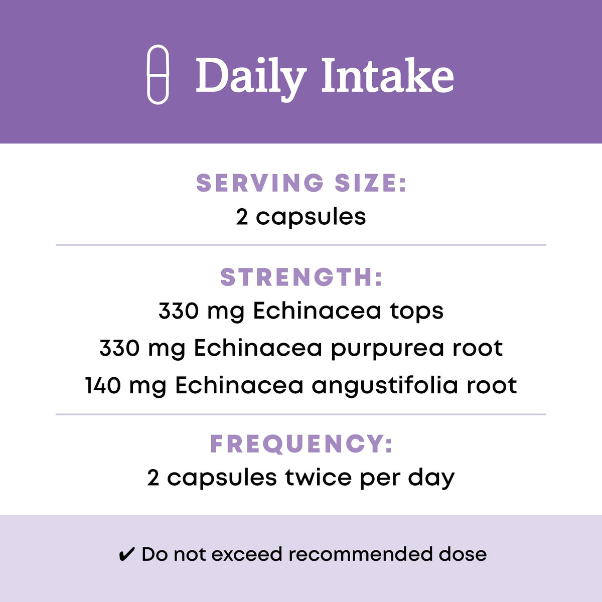 Emballage d'Oregon's Wild Harvest Echinacea Bio avec informations nutritionnelles